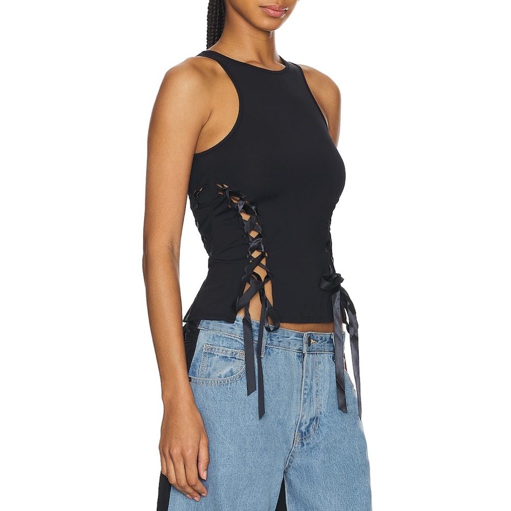 Lioness Black Lace-Up Women's Tank